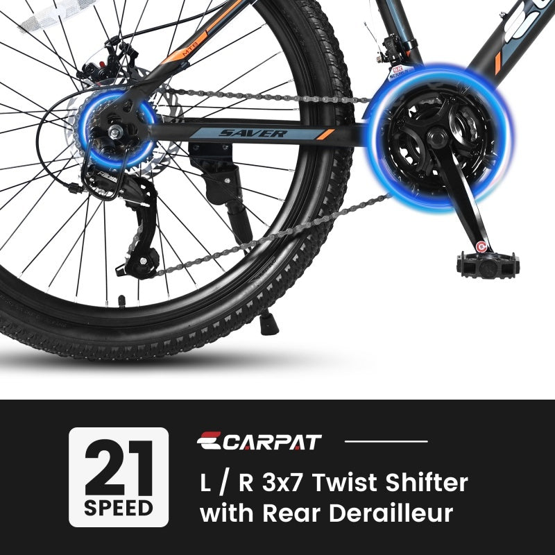 24 Inch Mountain Bike, Suitable For Boys And Girls, Steel Frame, Shimano 21 Speed Mountain Bike, With Dual Disc Brakes And Front Suspension, Banned Platform Temu