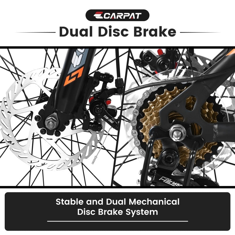 24 Inch Mountain Bike, Suitable For Boys And Girls, Steel Frame, Shimano 21 Speed Mountain Bike, With Dual Disc Brakes And Front Suspension, Banned Platform Temu