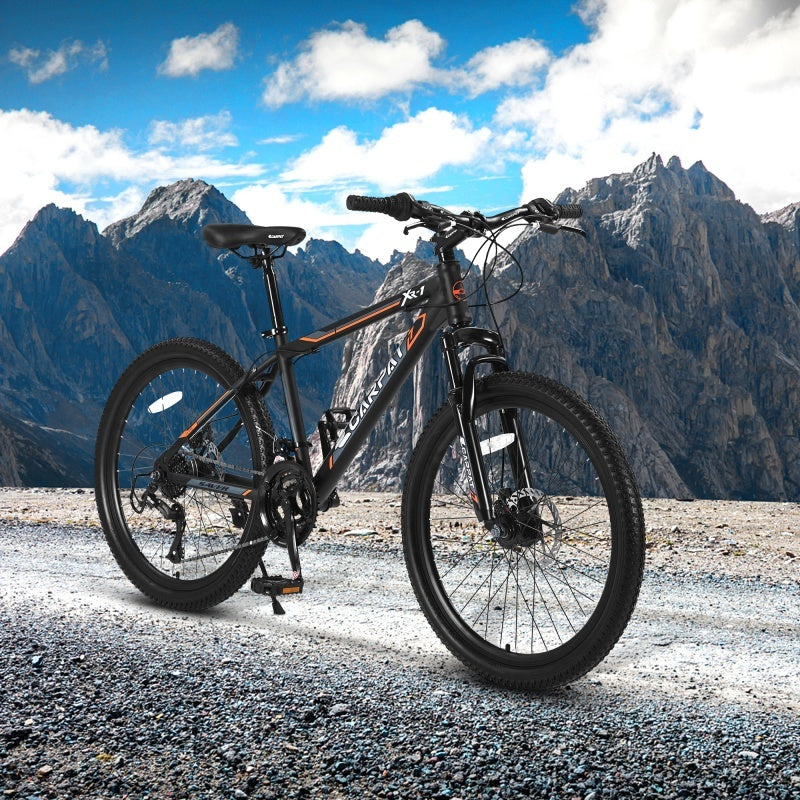 24 Inch Mountain Bike, Suitable For Boys And Girls, Steel Frame, Shimano 21 Speed Mountain Bike, With Dual Disc Brakes And Front Suspension, Banned Platform Temu