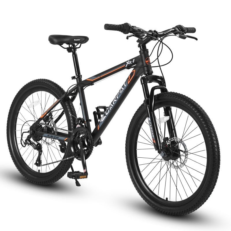 24 Inch Mountain Bike, Suitable For Boys And Girls, Steel Frame, Shimano 21 Speed Mountain Bike, With Dual Disc Brakes And Front Suspension, Banned Platform Temu