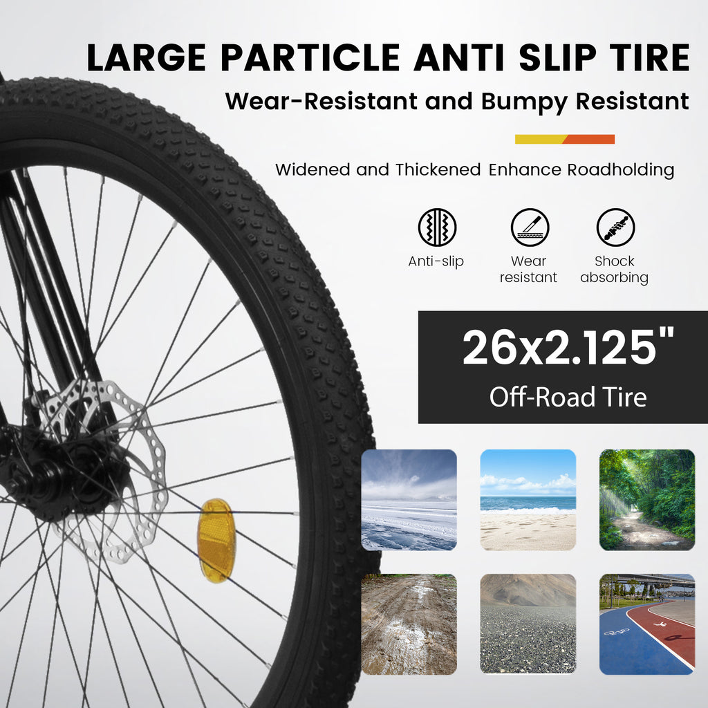 A26336-26 Inch Steel Frame Shock Fork Plus Shock Absorber 21-speed Unisex Mountain Bike